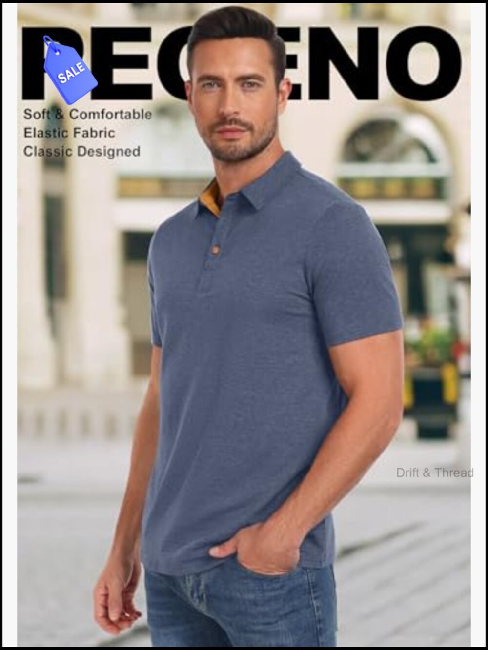 Men's Short Sleeve Polo Shirts Performance Cotton Golf Tops - Picture 5 of 7